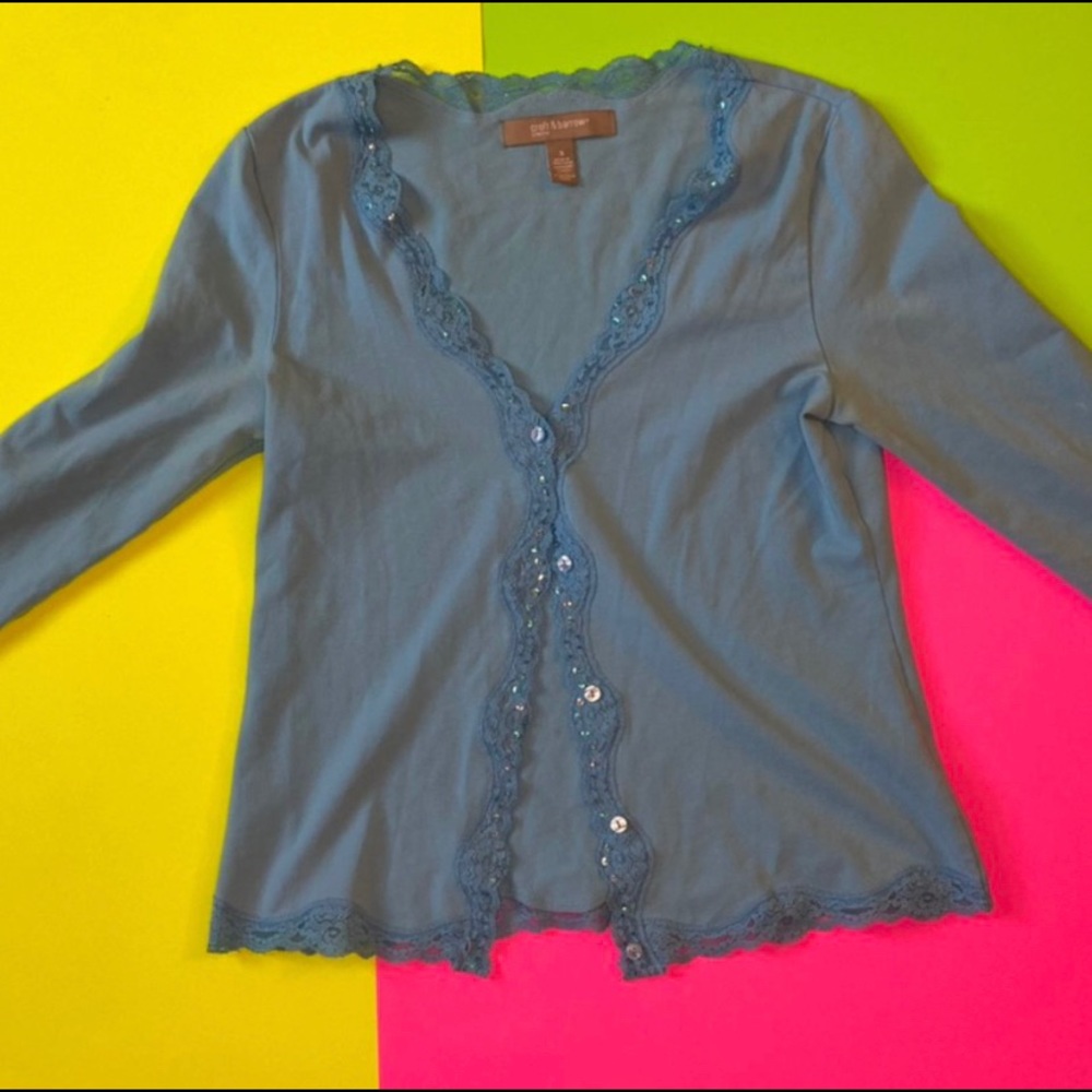 Blue sequin cardigan